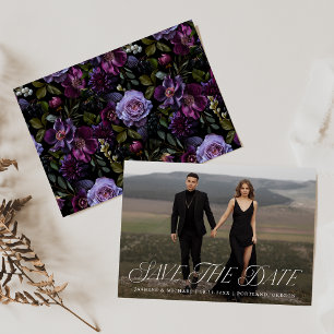 Moody Gothic Floral Foto Save The Date