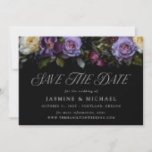 Moody Gothic Floral Foto Wedding Save The Date (Vorderseite)