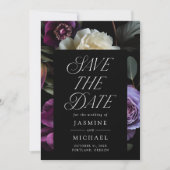 Moody Gothic Floral Foto Wedding Save The Date (Vorderseite)