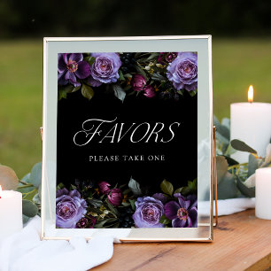 Moody Gothic Floral Lila Gastgeschenke Hochzeiten  Poster