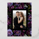 Moody Gothic Floral Photo Foil Save the Date Card Folieneinladung (Rückseite)