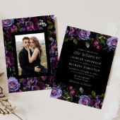 Moody Gothic Floral Photo Wedding Einladung