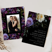 Moody Gothic Floral Photo Wedding Einladung