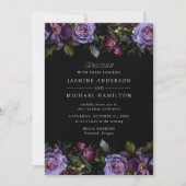Moody Gothic Floral Photo Wedding Einladung (Vorderseite)