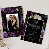 Moody Gothic Floral Photo Wedding Folieneinladung