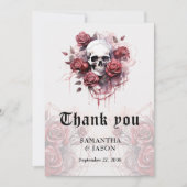 Moody Gothic Floral Skull Halloween Hochzeit Dankeskarte (Vorderseite)