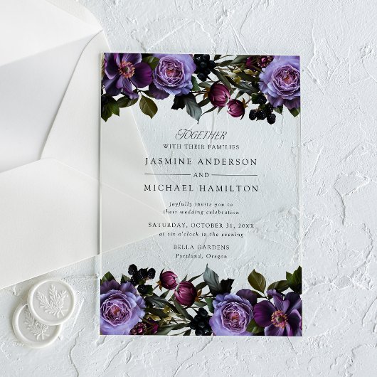 Moody Gothic Floral Wedding Acryleinladungen