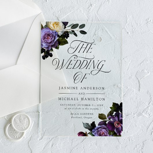 Moody Gothic Floral Wedding Acryleinladungen