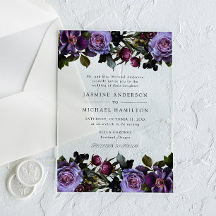 Moody Gothic Floral Wedding Acryleinladungen