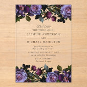 Moody Gothic Floral Wedding Acryleinladungen (Vorderseite)