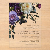 Moody Gothic Floral Wedding Acryleinladungen (Vorderseite)