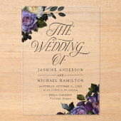Moody Gothic Floral Wedding Acryleinladungen (Vorderseite)