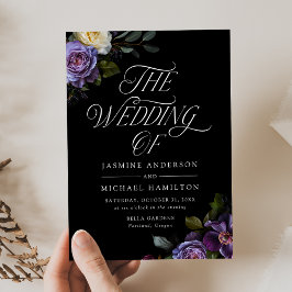 Moody Gothic Floral Wedding Einladung