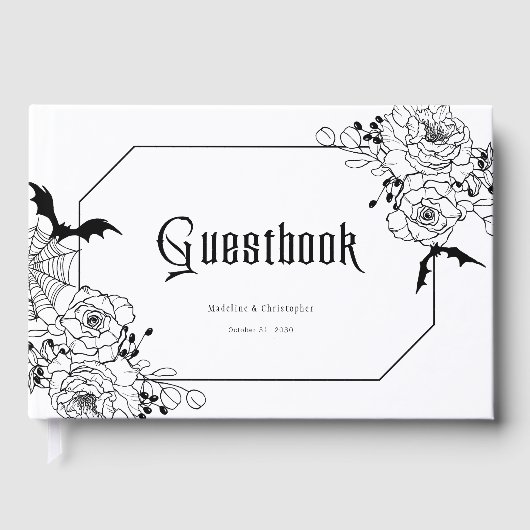 Moody Gothic Floral Wedding Gästebuch (Vorderseite)