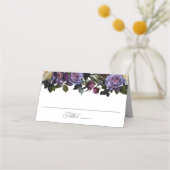 Moody Gothic Floral Wedding Platzkarte (Vorderseite)