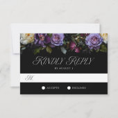 Moody Gothic Floral Wedding RSVP Karte (Vorderseite)