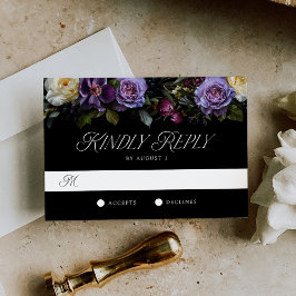 Moody Gothic Floral Wedding RSVP Karte
