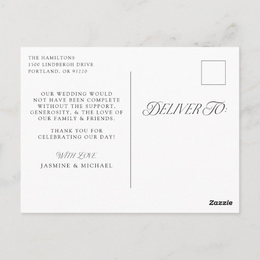 Moody Gothic Floral Wedding Thank You Postkarte (Rückseite)