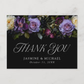 Moody Gothic Floral Wedding Thank You Postkarte (Vorderseite)