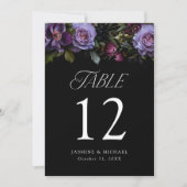 Moody Gothic Floral Wedding Tischnummer Card (Vorderseite)