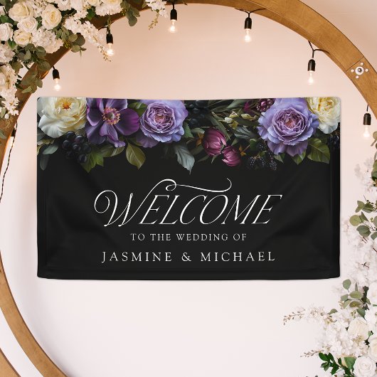 Moody Gothic Floral Wedding Willkommen Banner