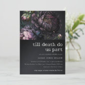 Moody Gothic Lila Black Peony Brautparty Einladung (Stehend Vorderseite)