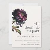 Moody Gothic Lila Black Peony Couples Dusche Einladung (Vorderseite)