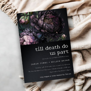 Moody Gothic Lila Black Peony Couples Dusche Einladung