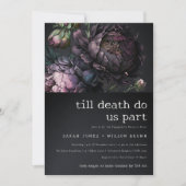 Moody Gothic Lila Black Peony Verlobung Einladung (Vorderseite)