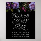 Moody Gothic Lila Floral Bloody Mary Bar Sign Poster (Vorne)