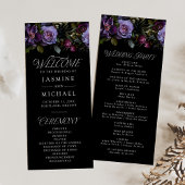 Moody Gothic Lila Floral Wedding Program