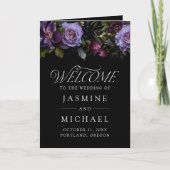 Moody Gothic Lila Floral Wedding Program Programm (Vorderseite)