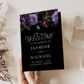 Moody Gothic Lila Floral Wedding Program Programm