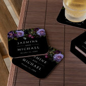 Moody Gothic Lila Floral Wedding Rechteckiger Pappuntersetzer