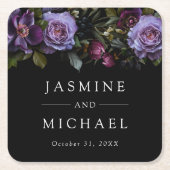Moody Gothic Lila Floral Wedding Rechteckiger Pappuntersetzer (Vorderseite)