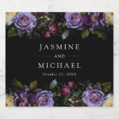 Moody Gothic Lila Floral Wedding Schaumweinetikett (Einzelnes Label)