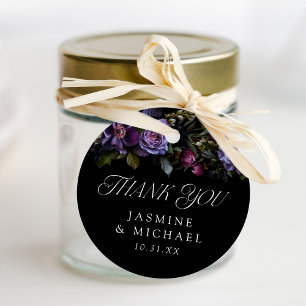 Moody Gothic Lila Floral Wedding Vielen Dank Geschenkanhänger