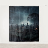Moody Gothic Misty Graveyard bei Dusk XLarge Wandteppich (Vorderseite)