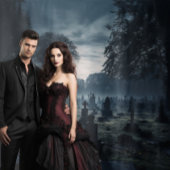 Moody Gothic Misty Moonlit Graveyard XLarge Wandteppich