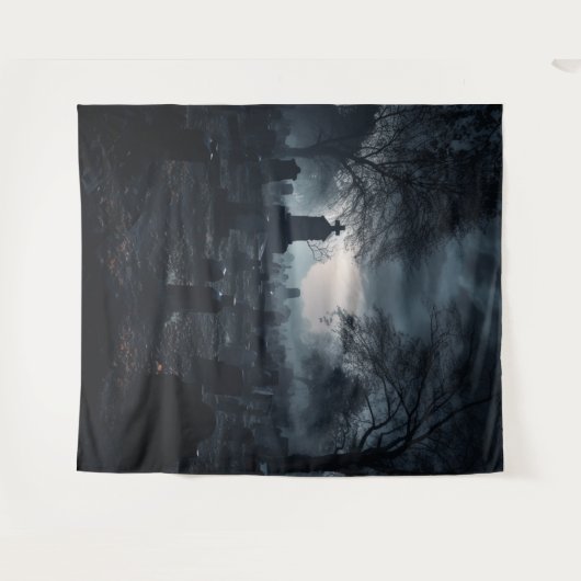 Moody Gothic Monument Friedhof XLarge Wandteppich (Vorderseite (Horizontal))