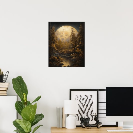 Moody Gothic Moon Art Print Poster (Heimbüro)