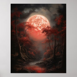 Moody Gothic Moon Art Print Poster