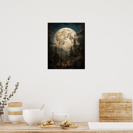 Moody Gothic Moon Art Print Poster (Küche)