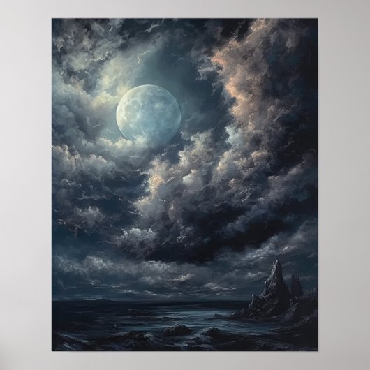 Moody Gothic Moon Art Print Poster (Vorne)