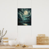 Moody Gothic Moon Art Print Poster (Küche)