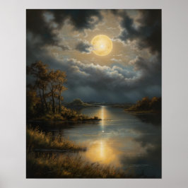 Moody Gothic Moon Art Print Poster