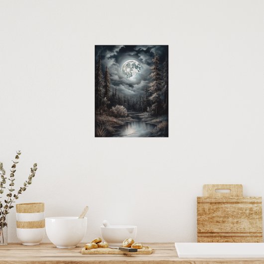Moody Gothic Moon Art Print Poster (Küche)