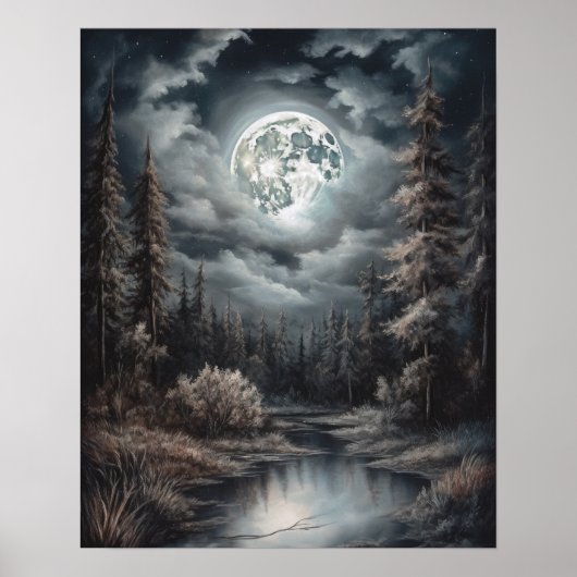 Moody Gothic Moon Art Print Poster (Vorne)