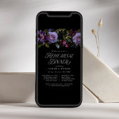 Moody Gothic Purple Floral Rehearsal Dinner Einladung