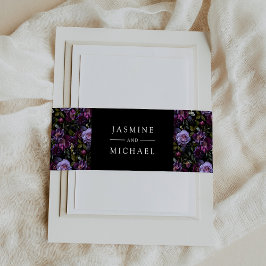 Moody Gothic Purple Floral Wedding Einladungsbanderole